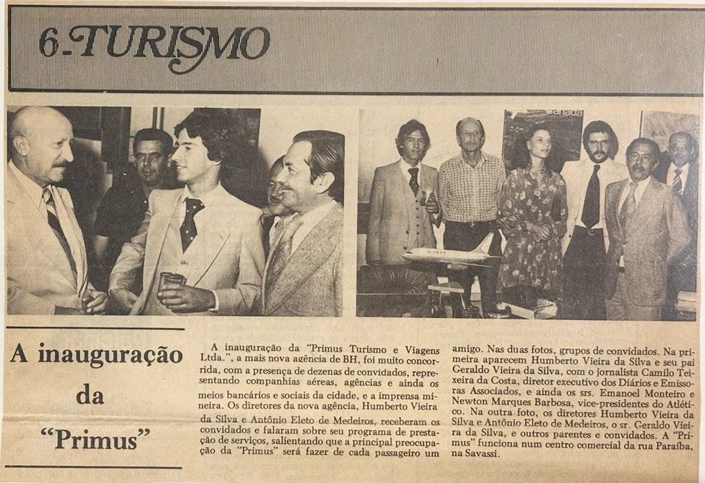 Recorte de jornal sobre a inauguração da Primus em 1979