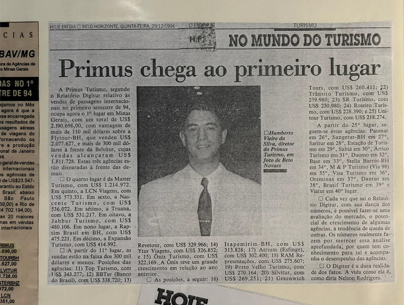 Matéria sobre o prêmio de maior vendedor Latam Brasil em 2006